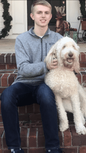 Seth Walker with dog, 2020 PFL Scholarship Winner